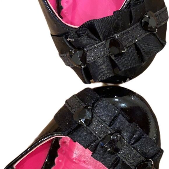 Healthex Dress Shoe Toddler black patent leather slip on jeweled Size 4 - Picture 9 of 12